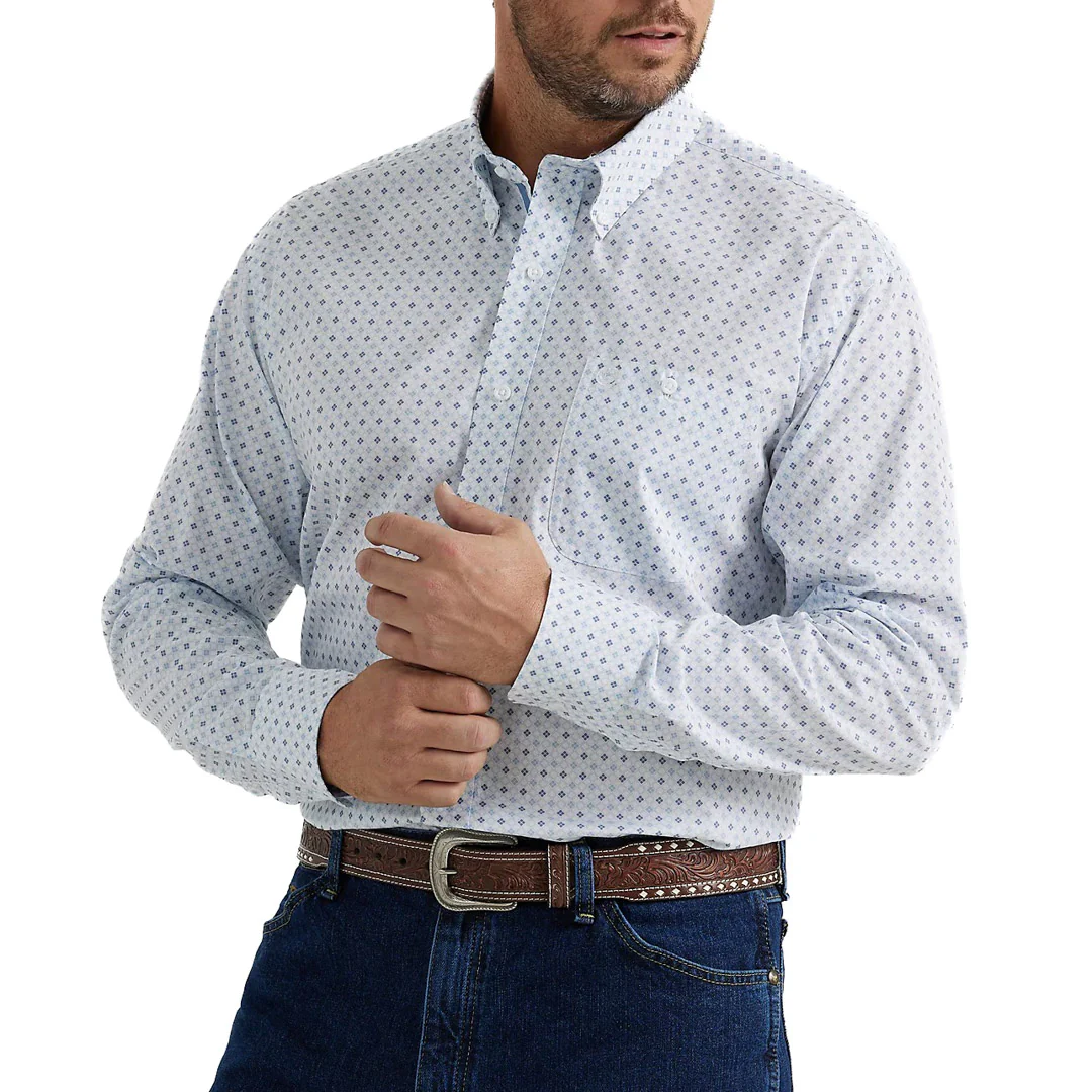 Wrangler Men's George Strait One Pocket Button-Down Pattern Shirt