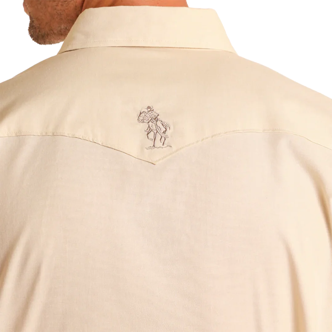 Panhandle Men's Modern Vintage Aztec Embroidered Long Sleeve Snap Shirt