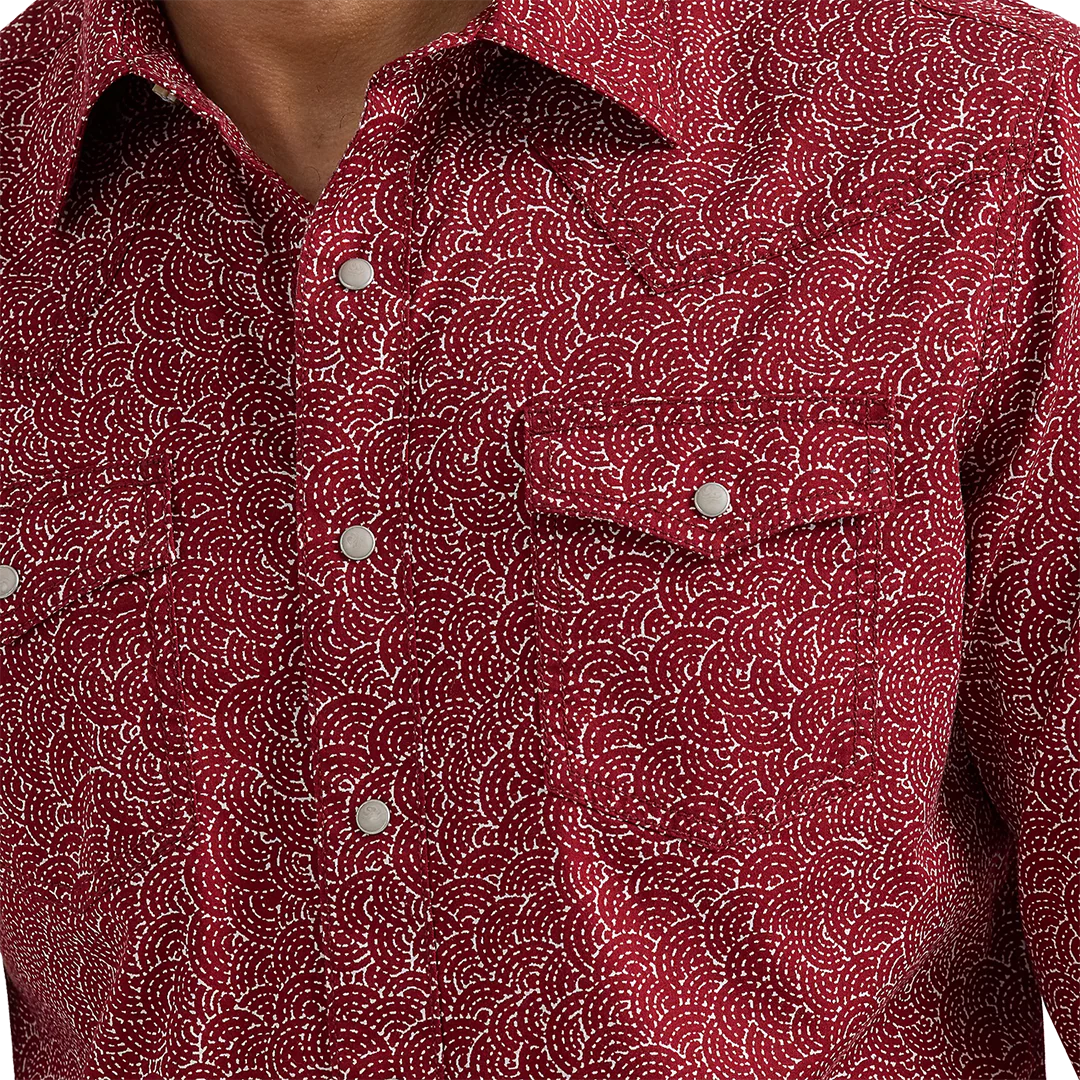 Wrangler Men's Retro Premium Printed Western Long Sleeve Snap Shirt