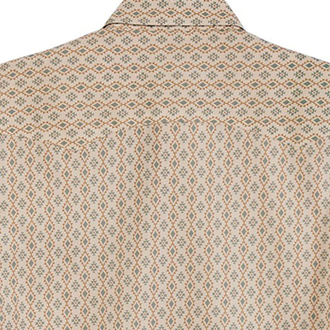 Tin Haul Men's Cream Short Sleeve Aztec Print Snap Shirt