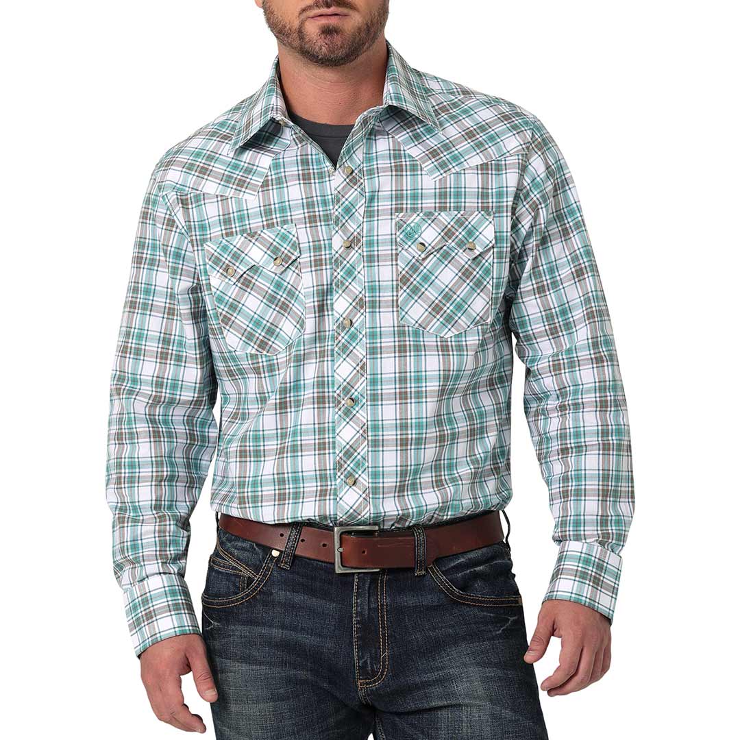 Wrangler Men's Retro Sawtooth Pocket Plaid Snap Shirt