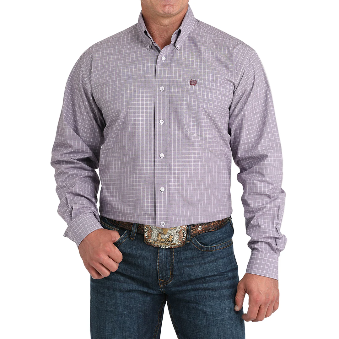 Cinch Men's Plaid Print Long Sleeve Button-Down Shirt