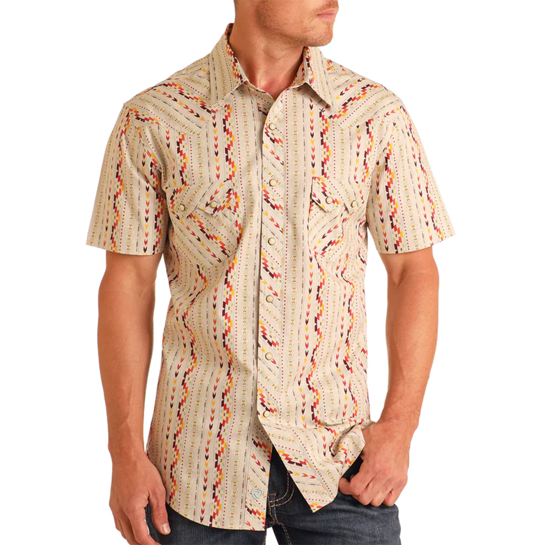 Rock & Roll Denim Men's Digital Aztec Short Sleeve Snap Shirt