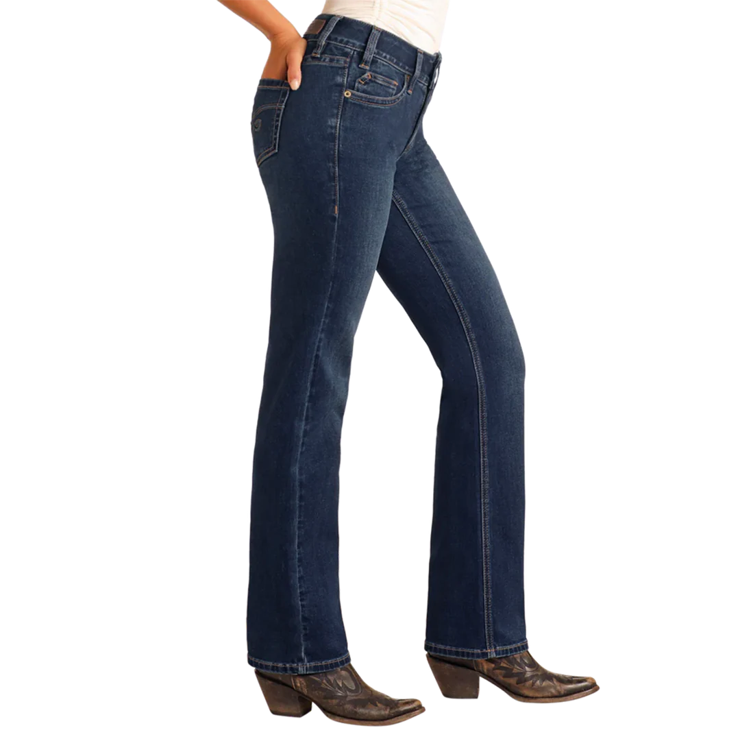 Rock & Roll Denim Women's Embroidery Modest Bootcut Jeans