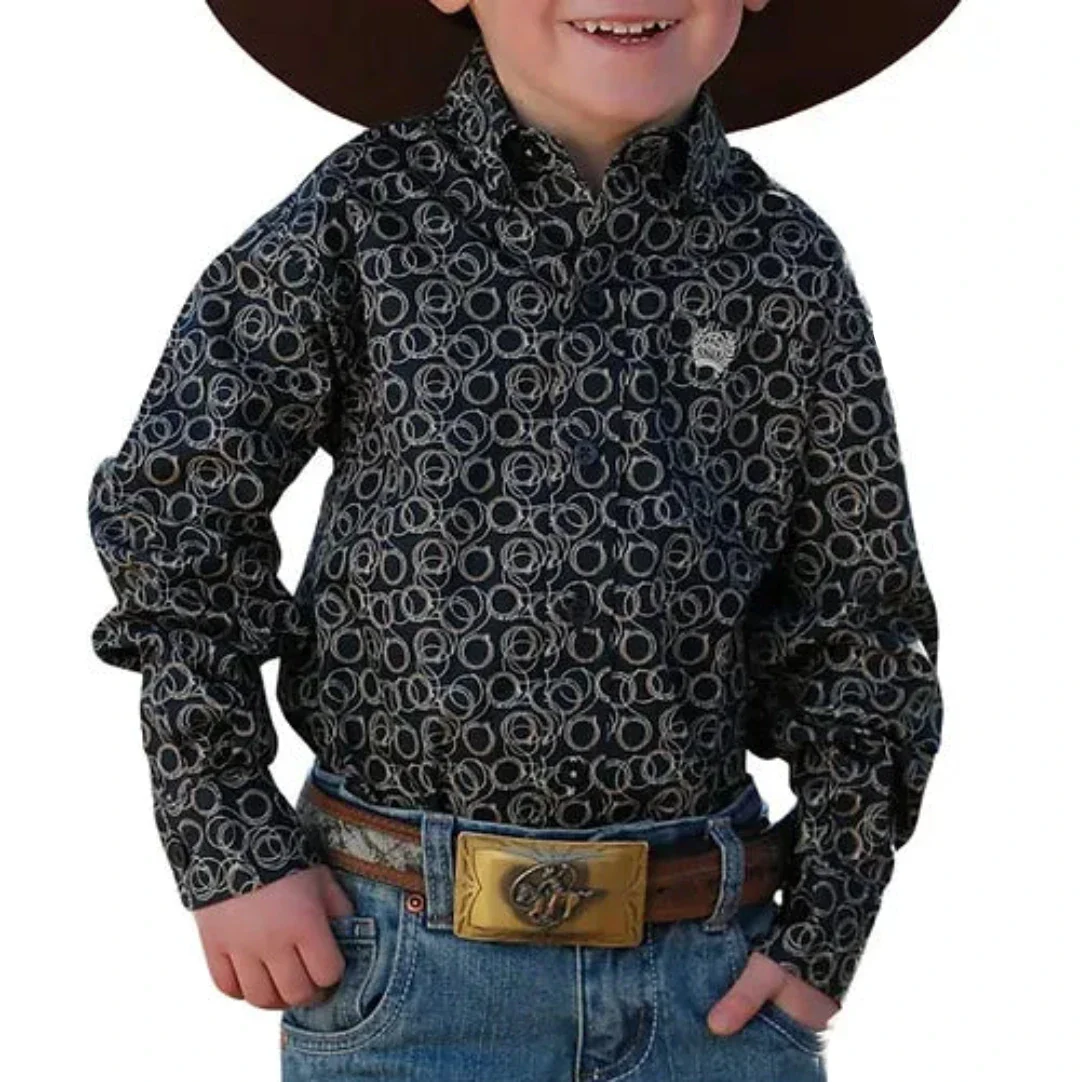 Cinch Toddler Boys' Rope Print Long Sleeve Button-Down Western Shirt