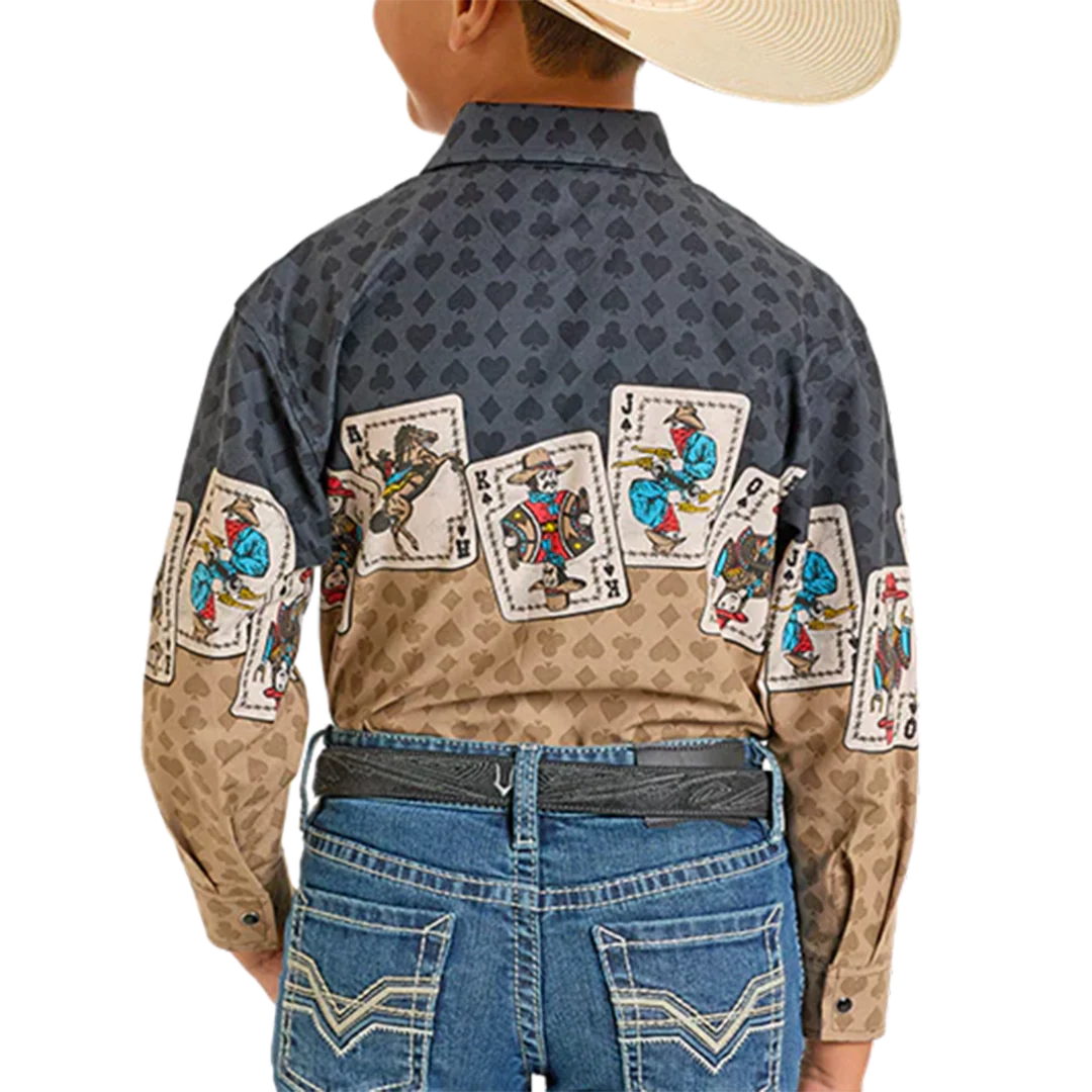 Panhandle Boys' Card Border Long Sleeve Snap Shirt
