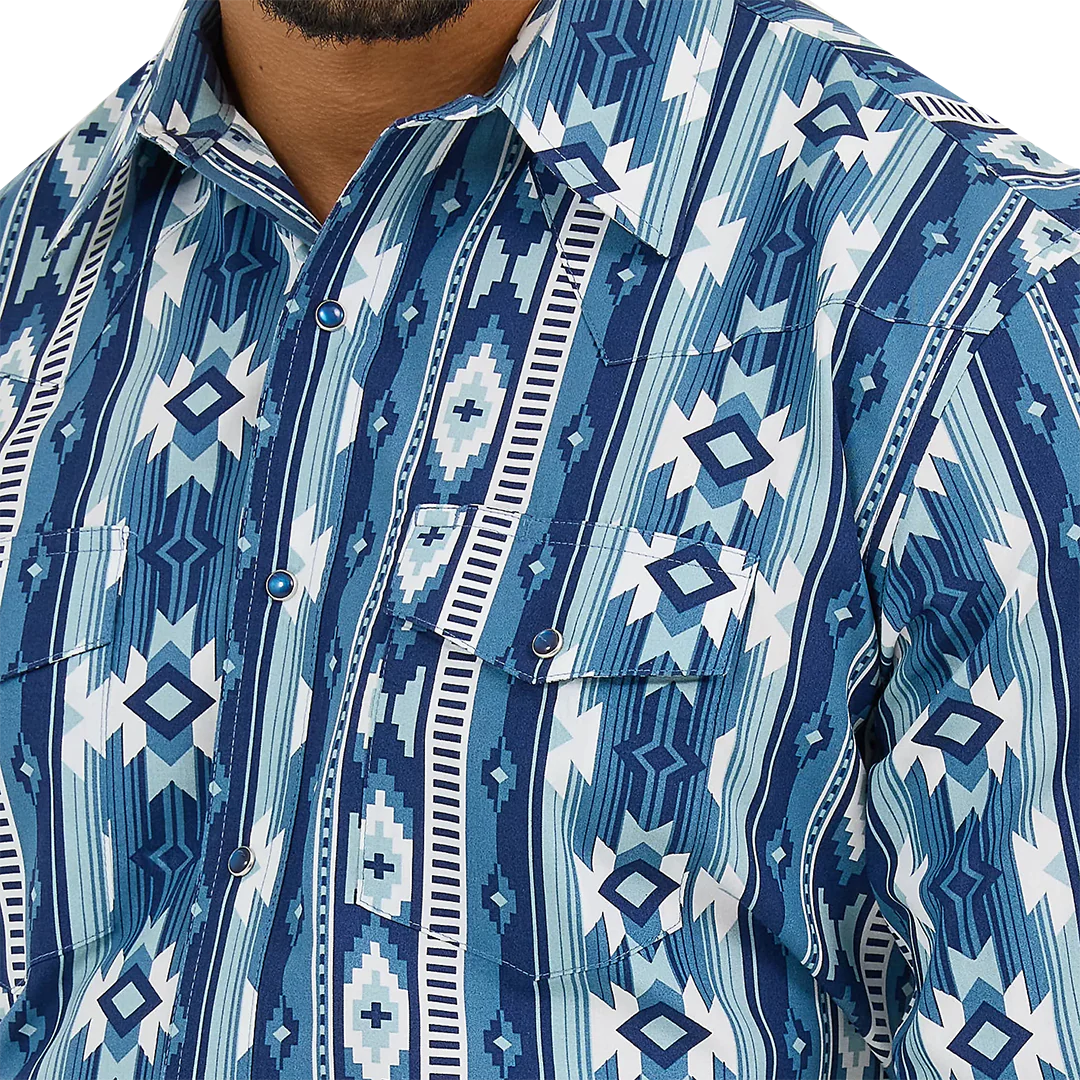 Wrangler Men's Checotah Aztec Print Long Sleeve Snap Shirt