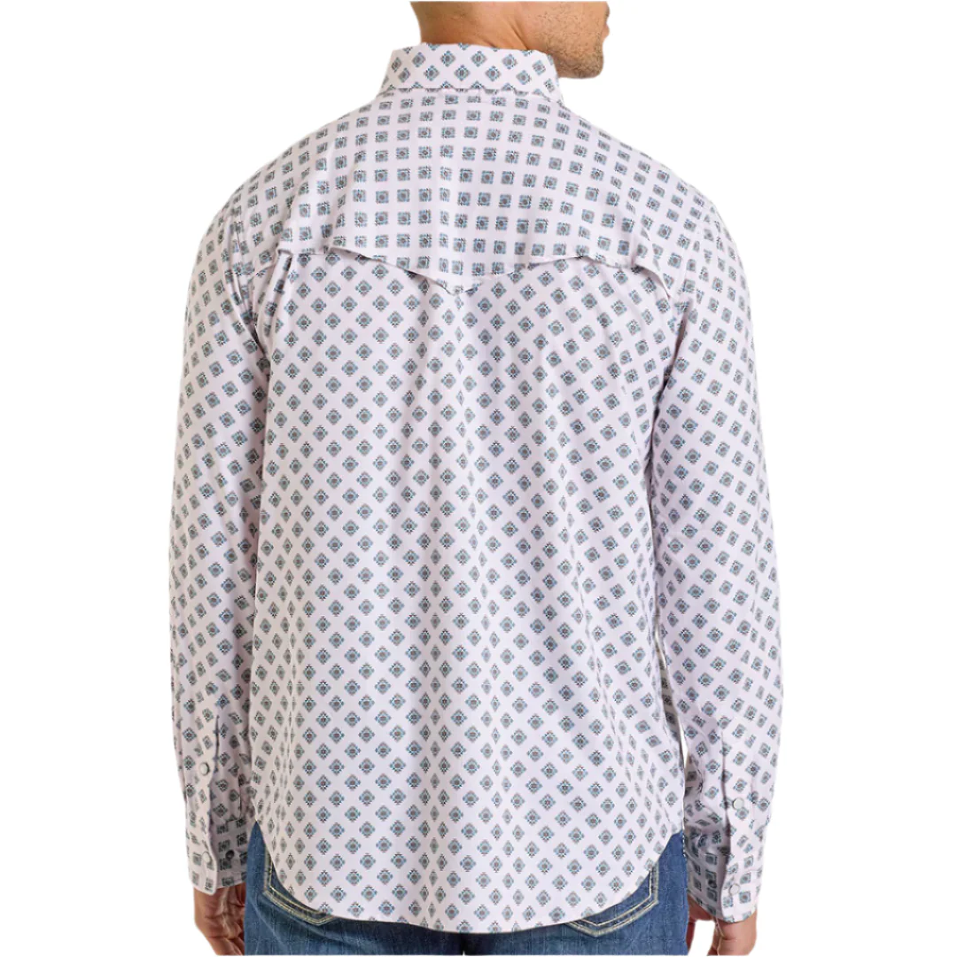 Rock & Roll Denim Men's Aztec Print Long Sleeve Snap Shirt