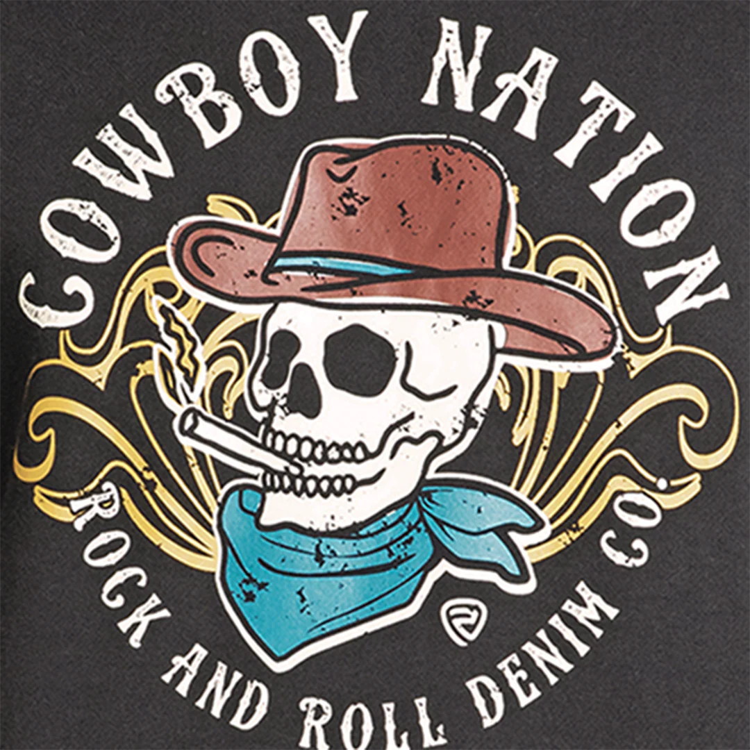 Rock & Roll Denim Unisex Skull Graphic Hoodie