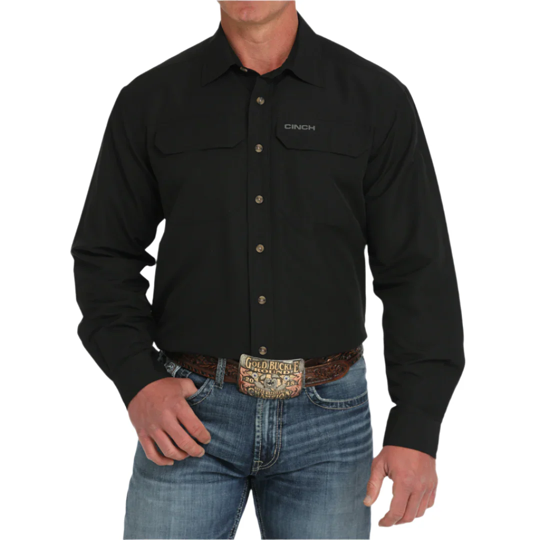 Cinch Men's Solid A-Flex Long Sleeve Button Shirt