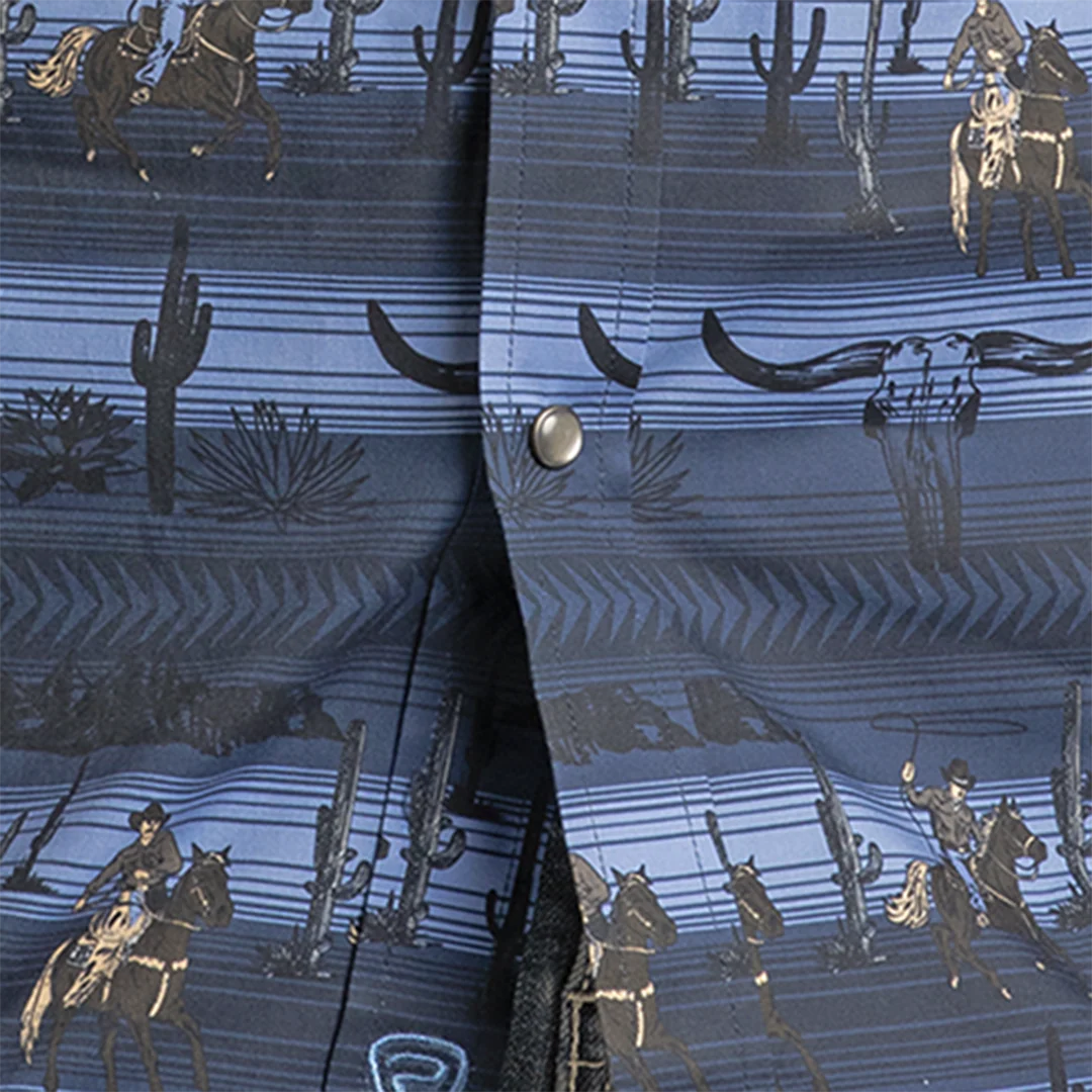 Rock & Roll Denim Men's Serape Convo Long Sleeve Snap Shirt