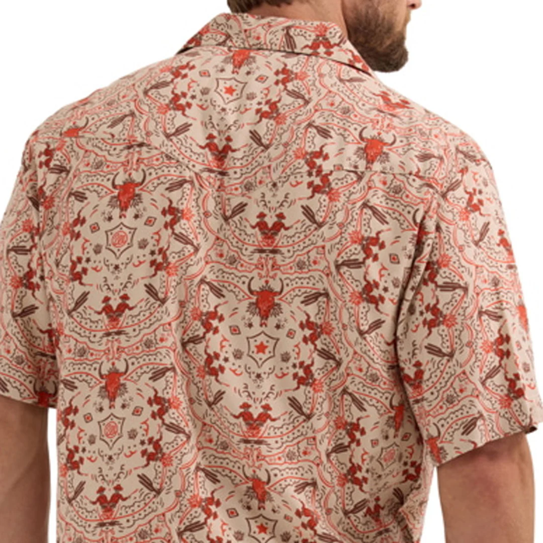 Wrangler Men's Aztec Coconut Cowboy Short Sleeve Snap Shirt