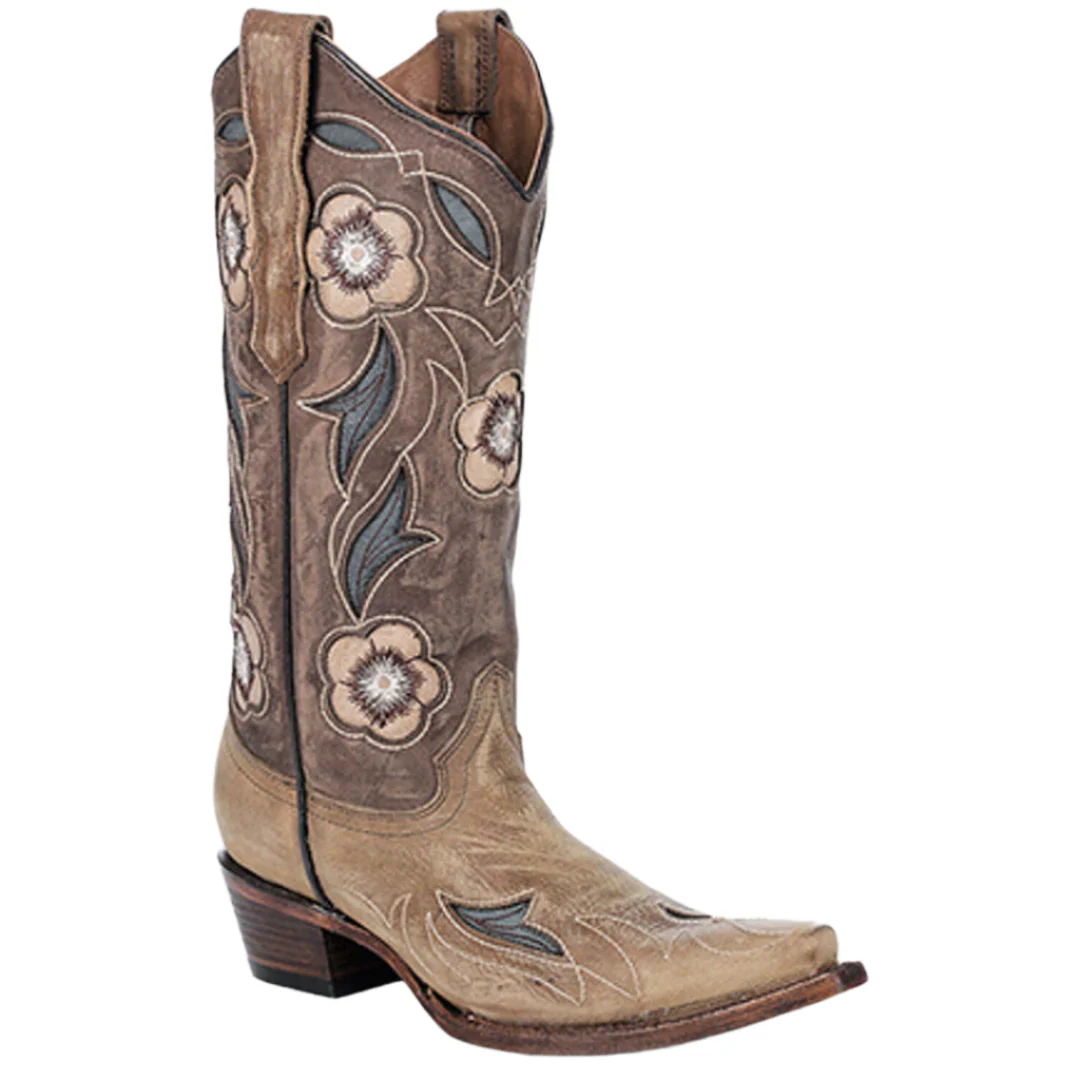 Circle G Women's Floral Cut Out Cowgirl Boots