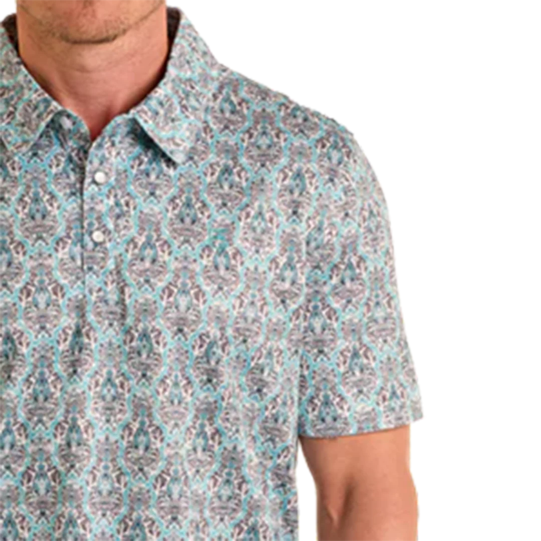 Panhandle Men's Snap Damask Print Polo