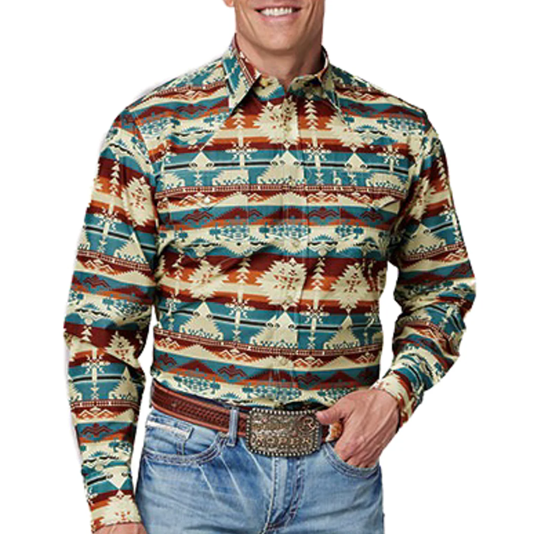 Roper Men's Horizontal Aztec Serape Snap Shirt