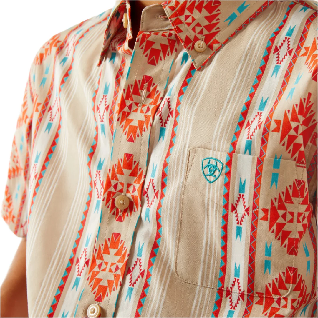 Ariat Boys' Aztec Print Short Sleeve Button Shirt