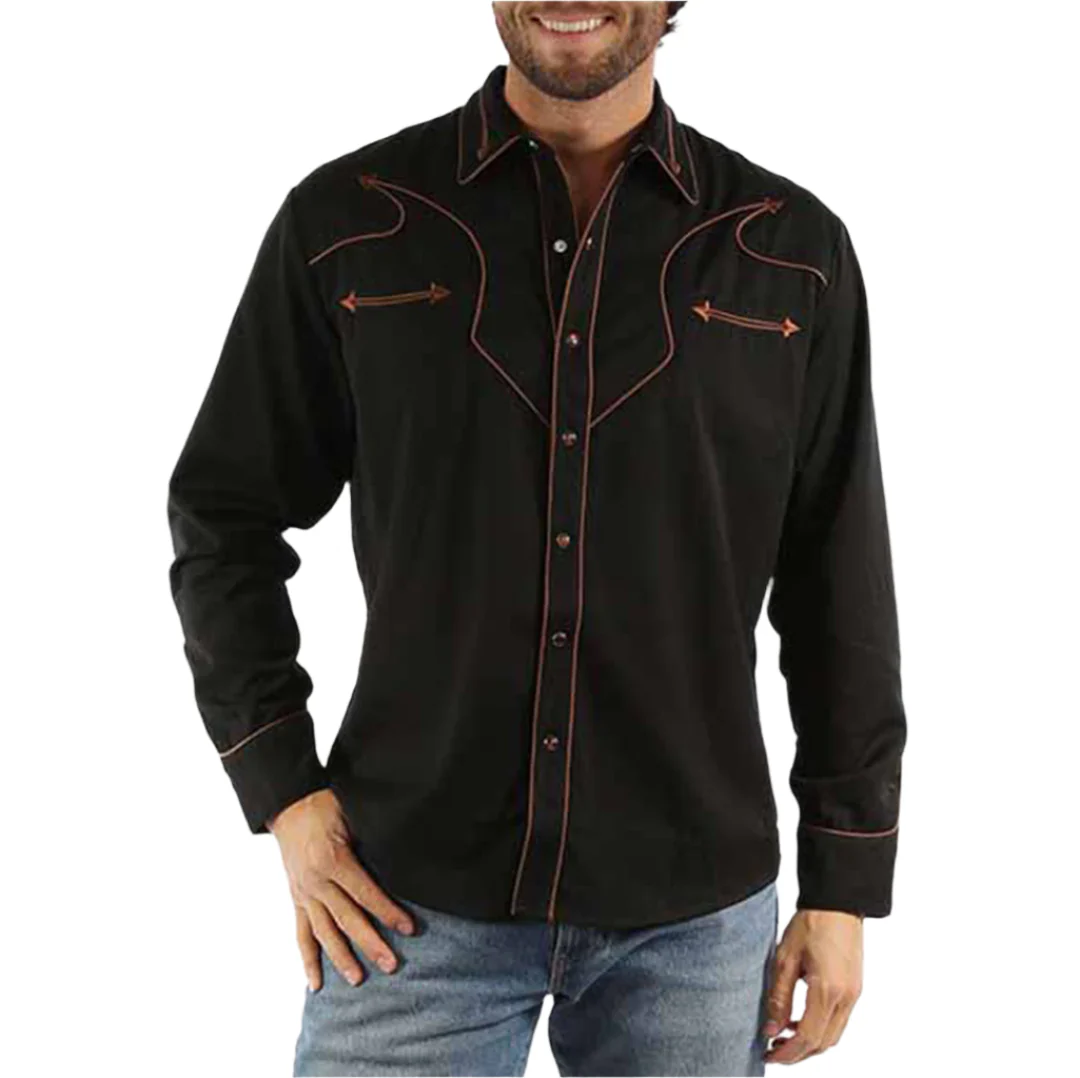 Scully Men's Deep Back Yoke Long Sleeve Snap Shirt