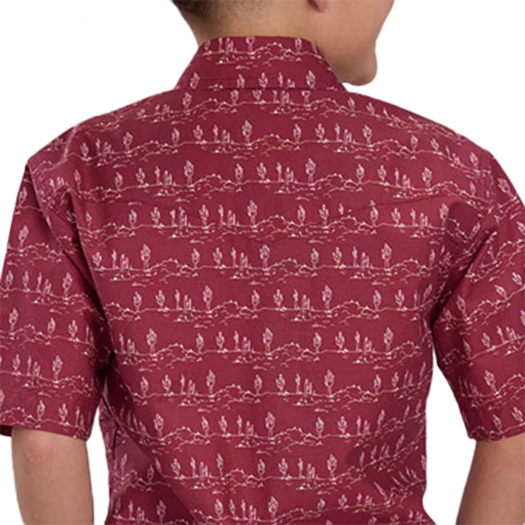 Roper Boys' Cactus Print  Short Sleeve Snap Shirt