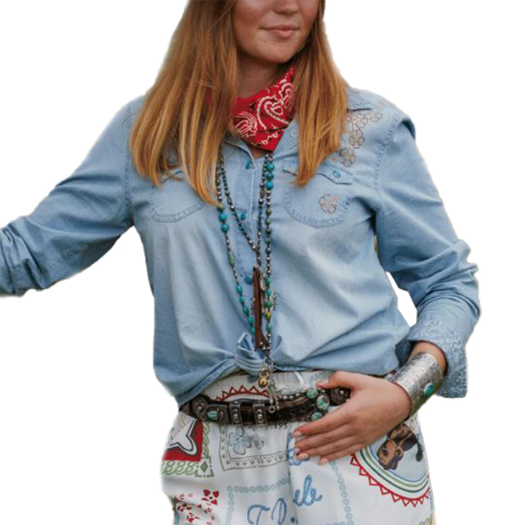 Tasha Polizzi Women's Denim Lyle Long Sleeve Snap Shirt