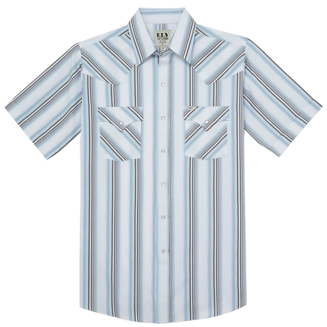 Ely Cattleman Men's Short Sleeve Stripe Western Snap Shirt