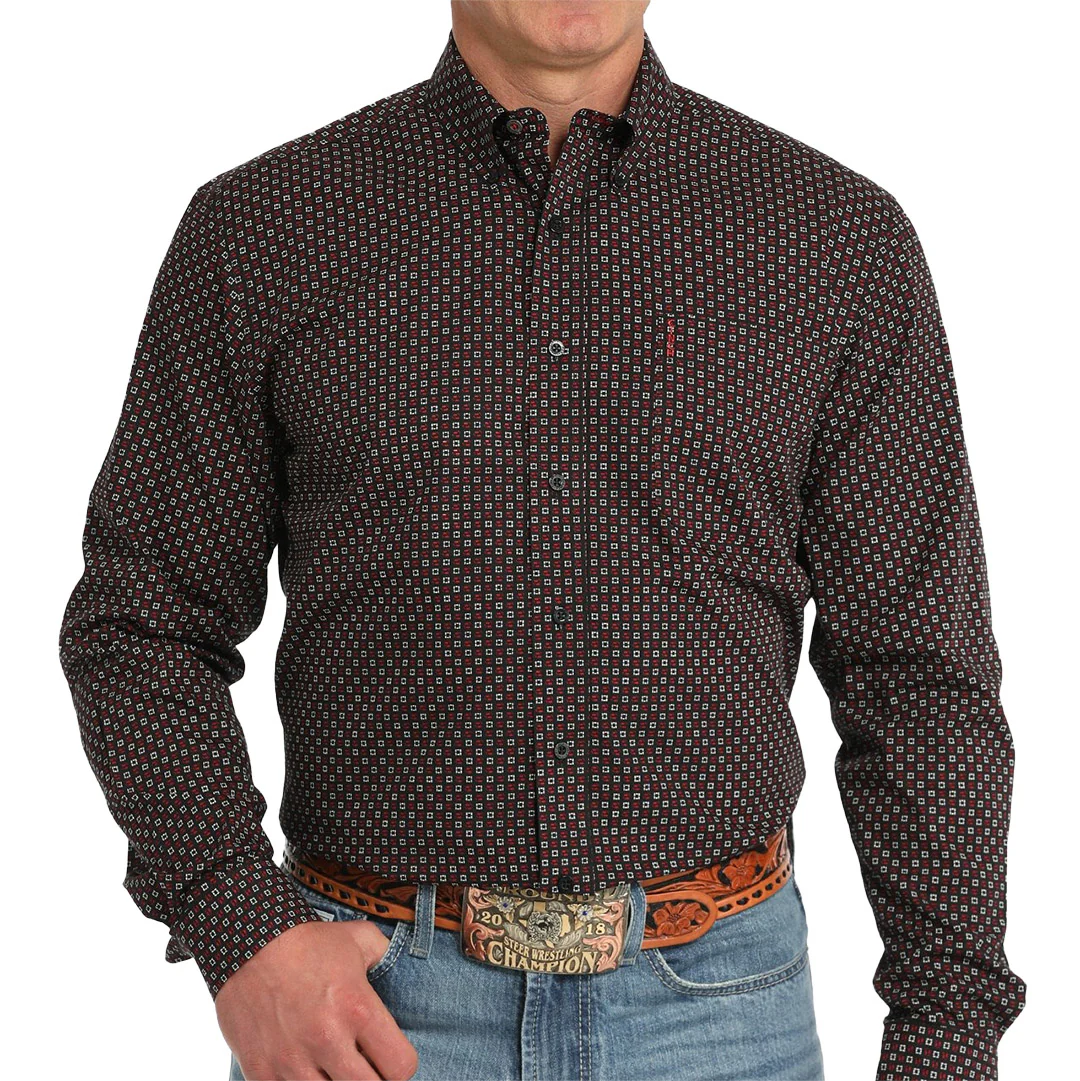 Cinch Men's Geometric Print Long Sleeve Button Shirt