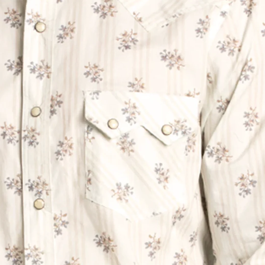 Rock & Roll Denim Men's Floral Print Long Sleeve Snap Shirt