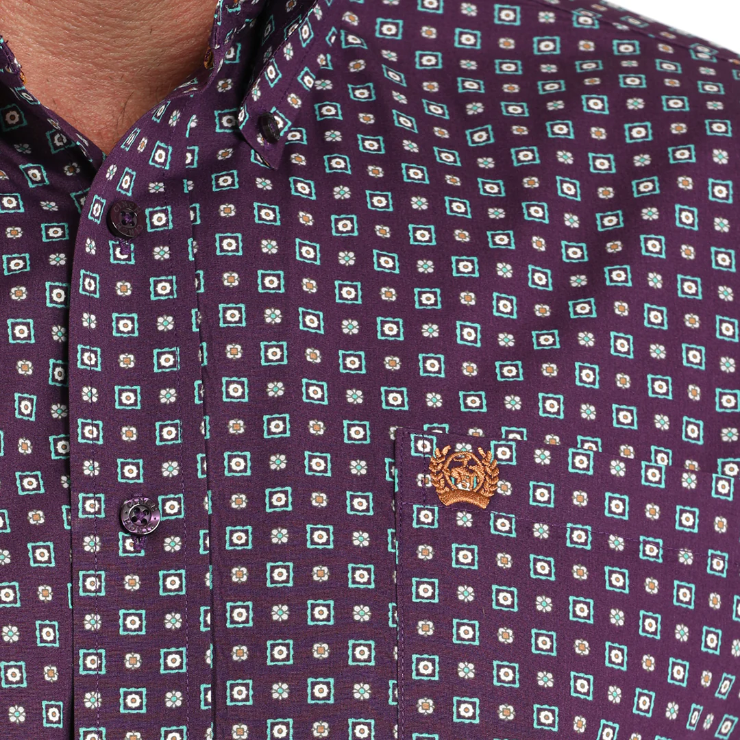 Cinch Men's Geometric Print Long Sleeve Button-Down Shirt