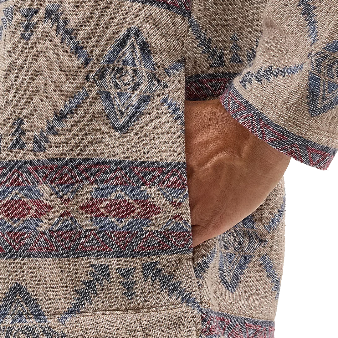 Wrangler Men's Jacquard Quarter Zip Hooded Popover Jacket