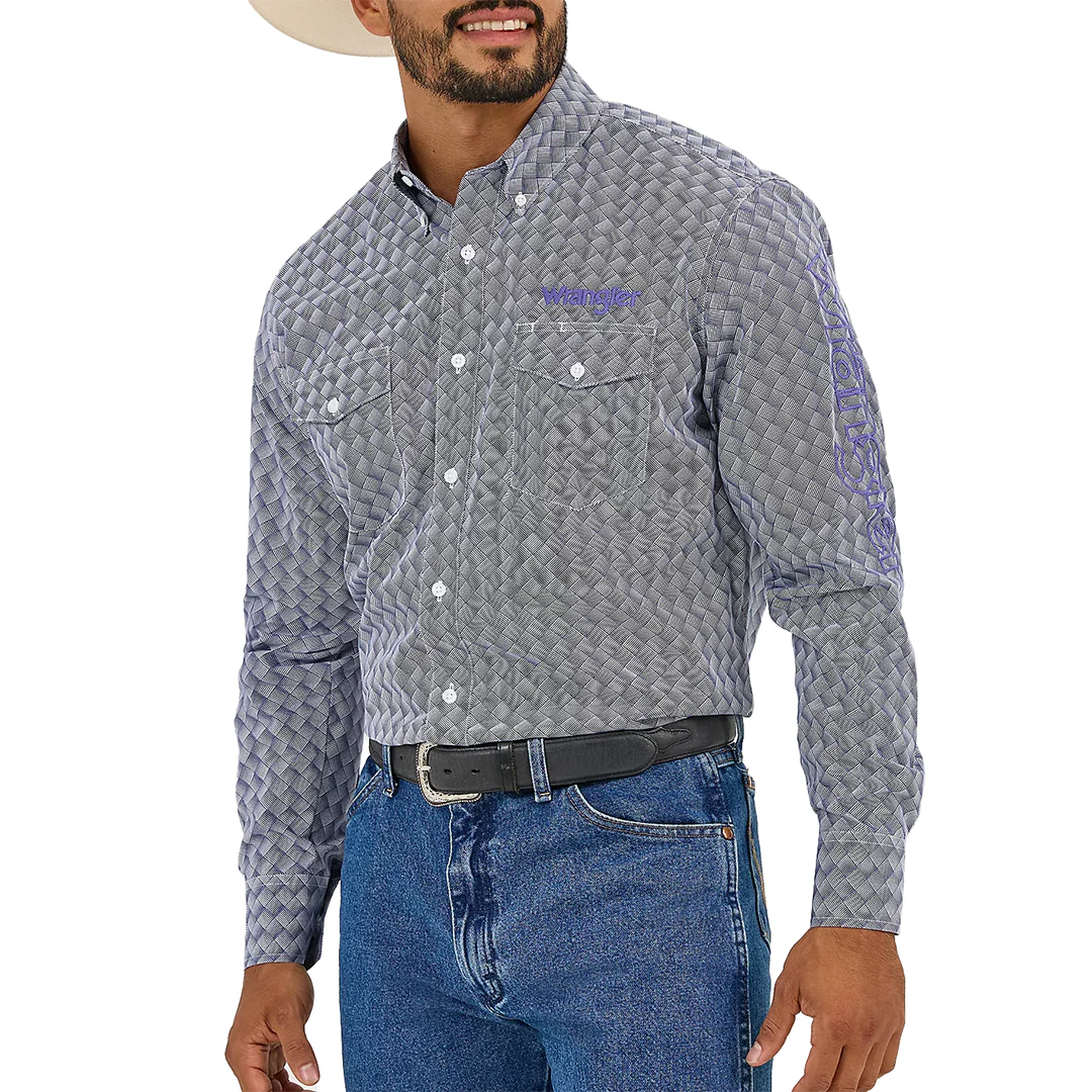 Wrangler Men's Logo Long Sleeve Button Shirt