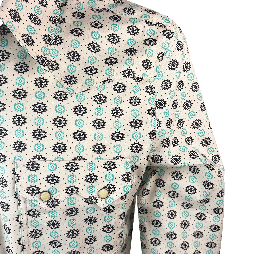 Rock & Roll Denim Men's Aztec Print Long Sleeve Snap Shirt