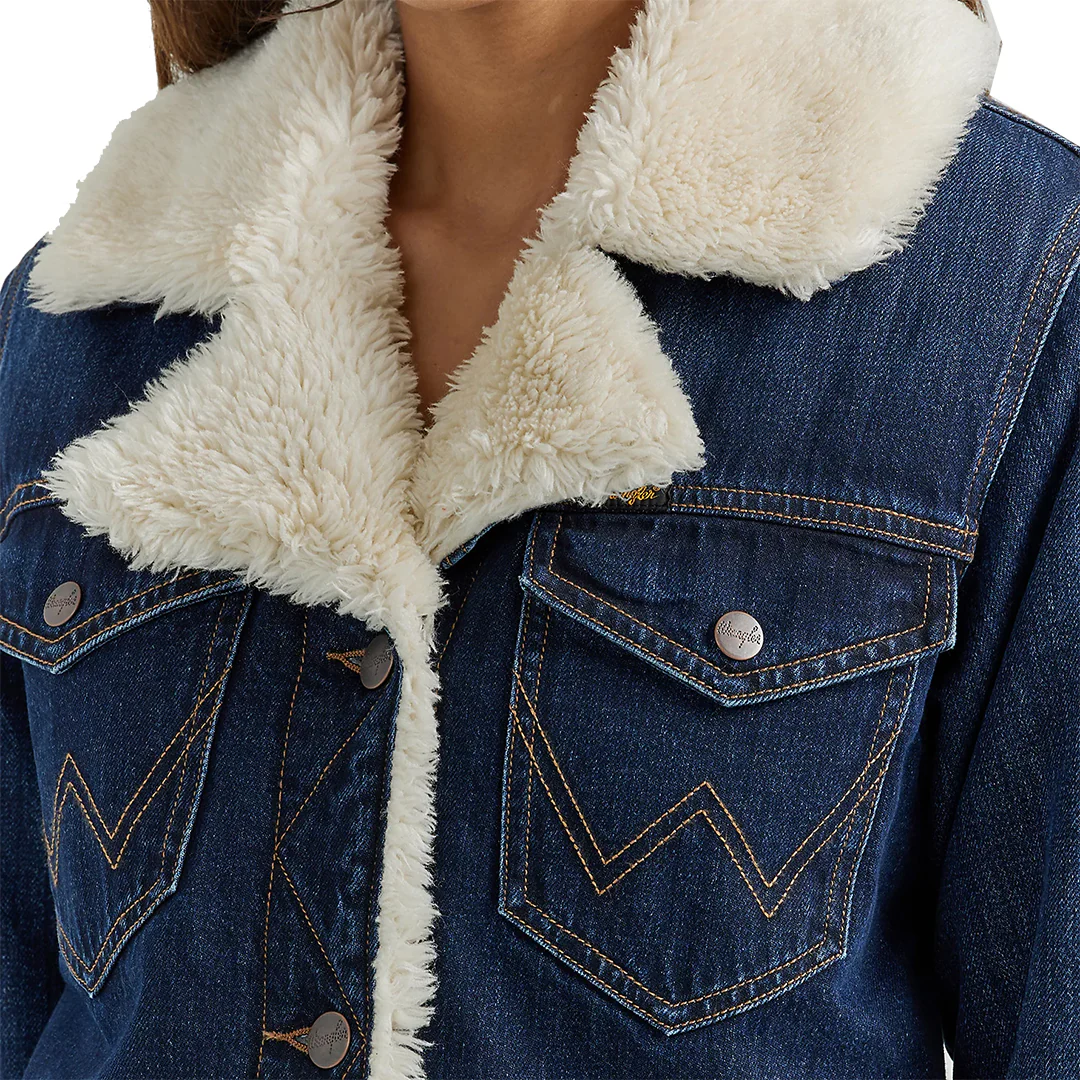Wrangler Women's Western Sherpa Lined Denim Wrange Coat