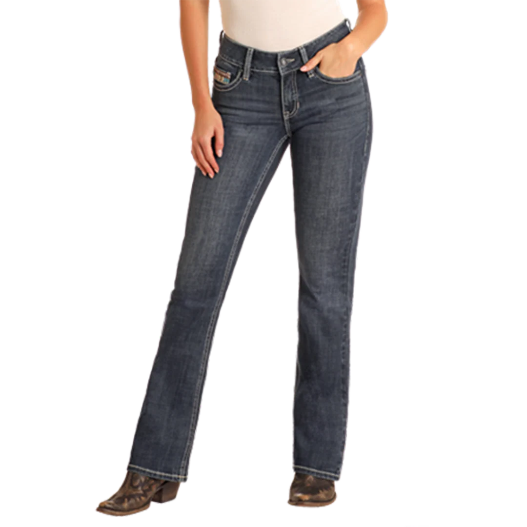 Rock & Roll Denim Women's Cowhide Embroidery Jeans