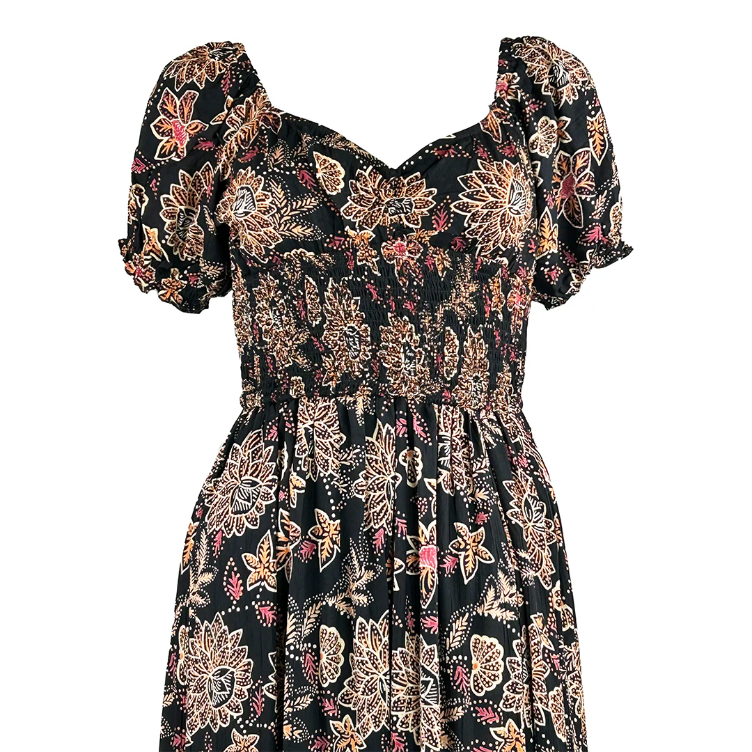 Angie Clothes Women's Flower Print Midi Dress