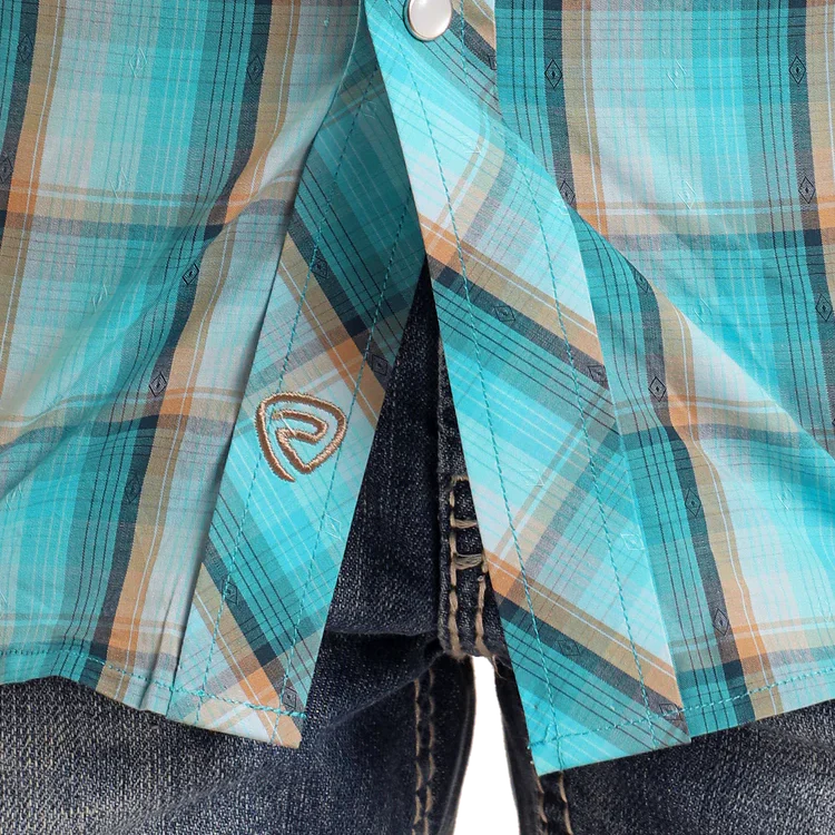 Rock & Roll Denim Men's Plaid Dobby Long Sleeve Snap Shirt