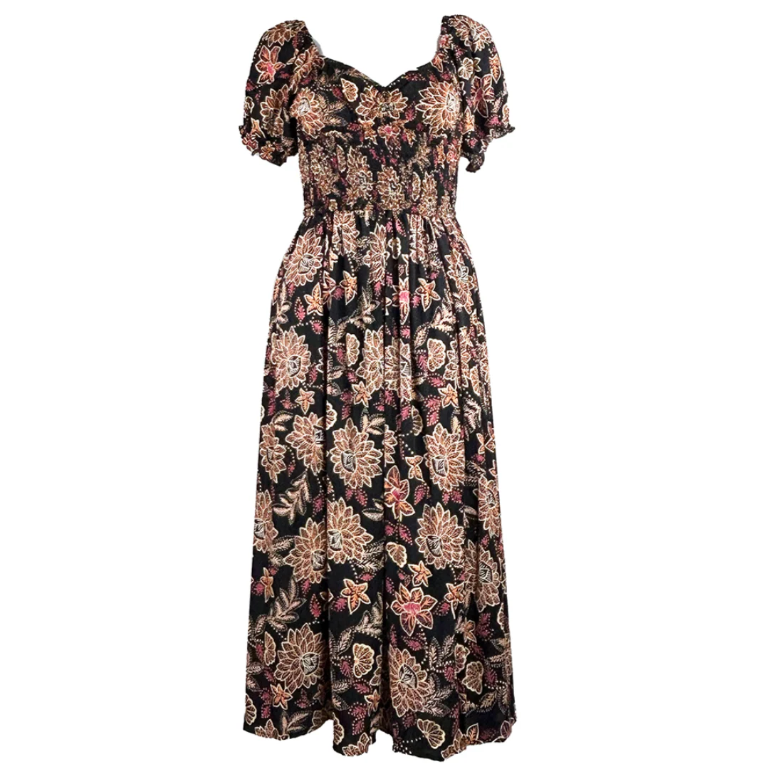 Angie Clothes Women's Flower Print Midi Dress