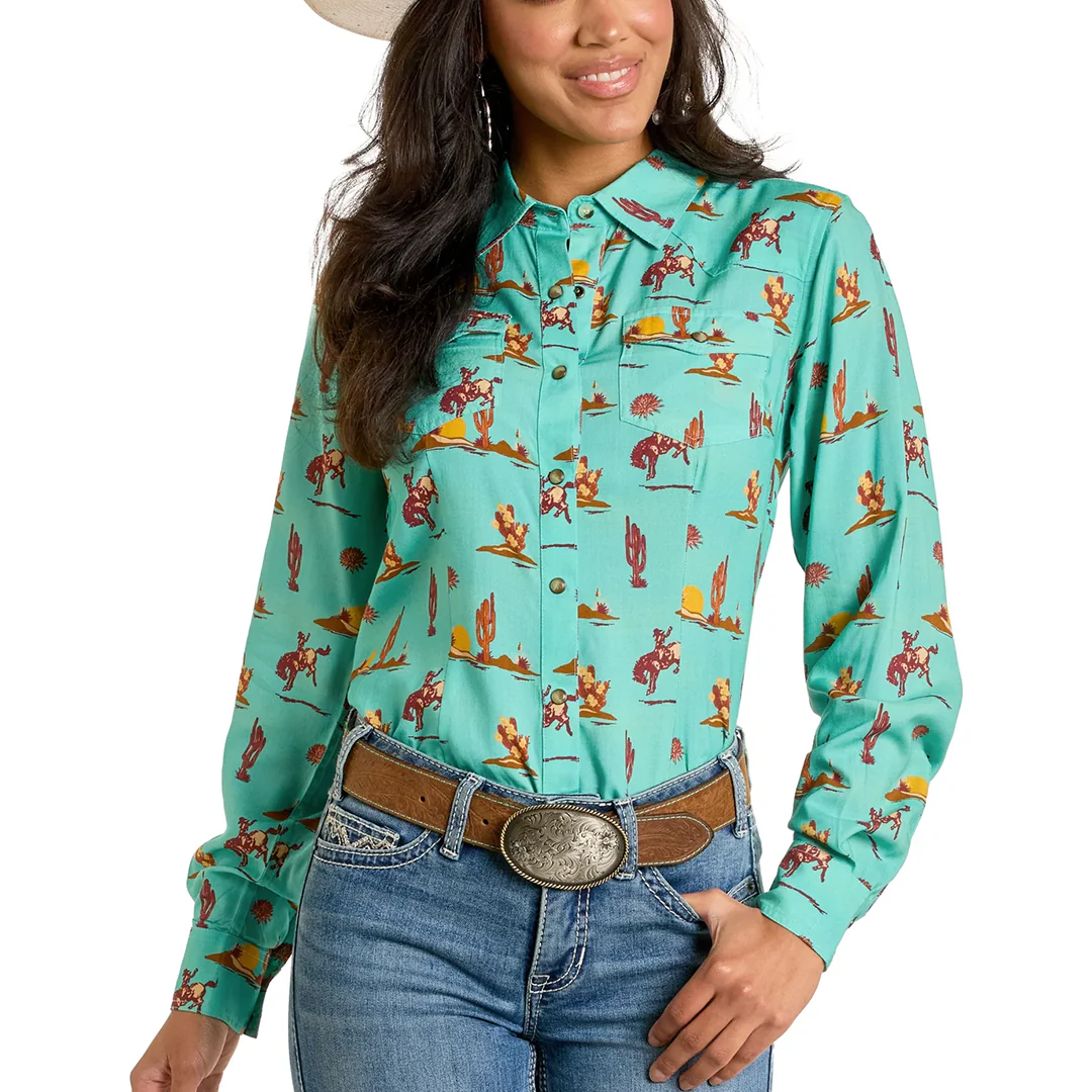 Panhandle Women's Western Print Long Sleeve Shirt