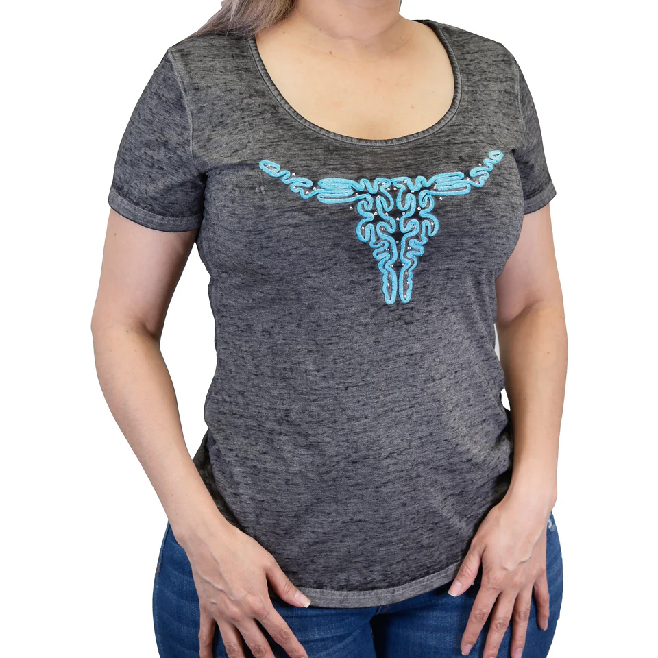 Cowgirl Hardware Women's Skull Scoop T-Shirt