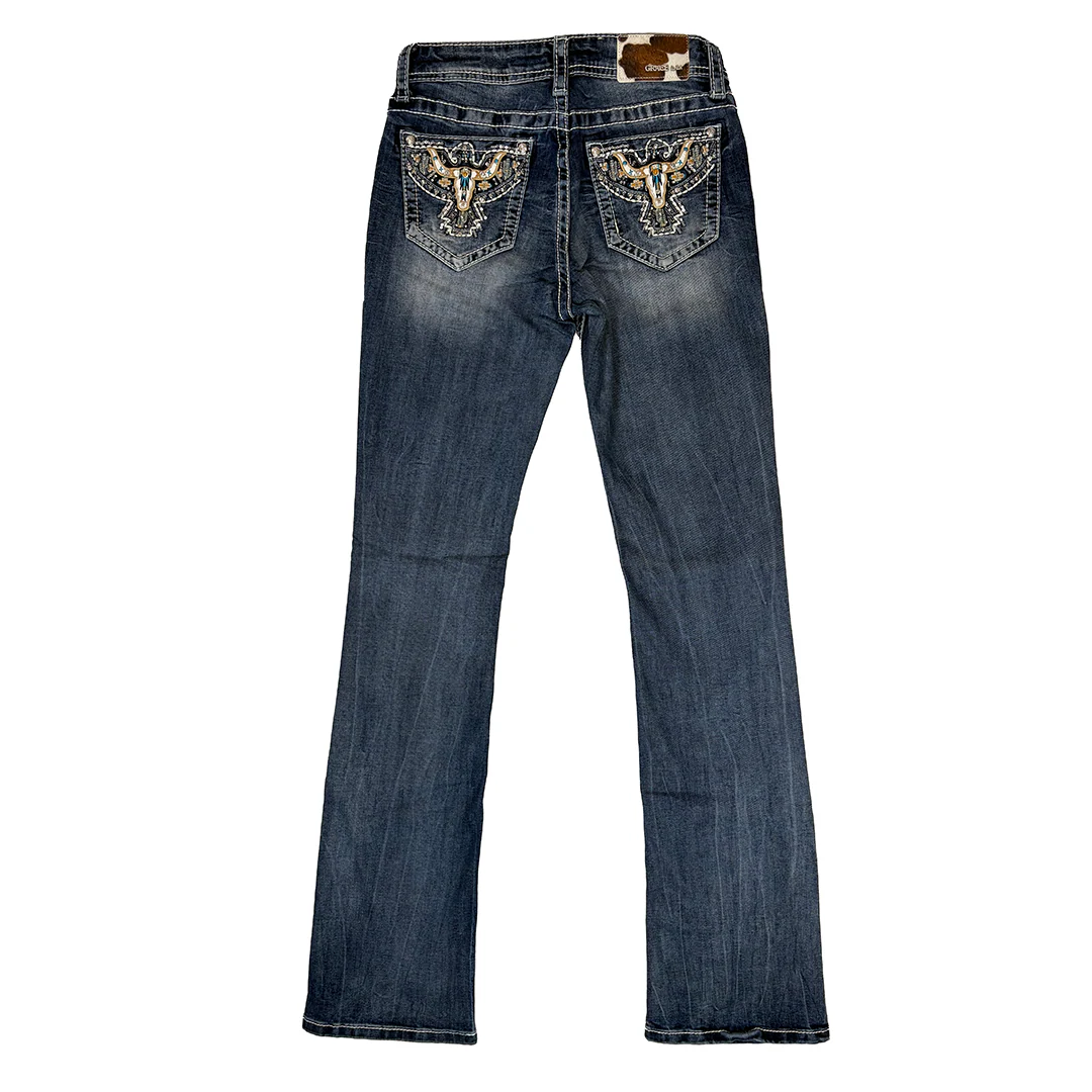 Grace in LA Women's Steerhead  Pocket Bootcut Jeans