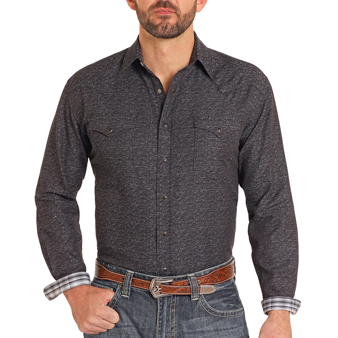 Rough Stock Men's Dobby Long Sleeve Snap Shirt