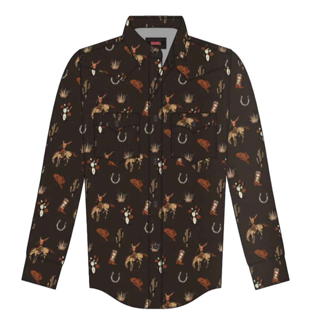 Rock & Roll Denim Boys' Novelty Print Long Sleeve Snap Shirt