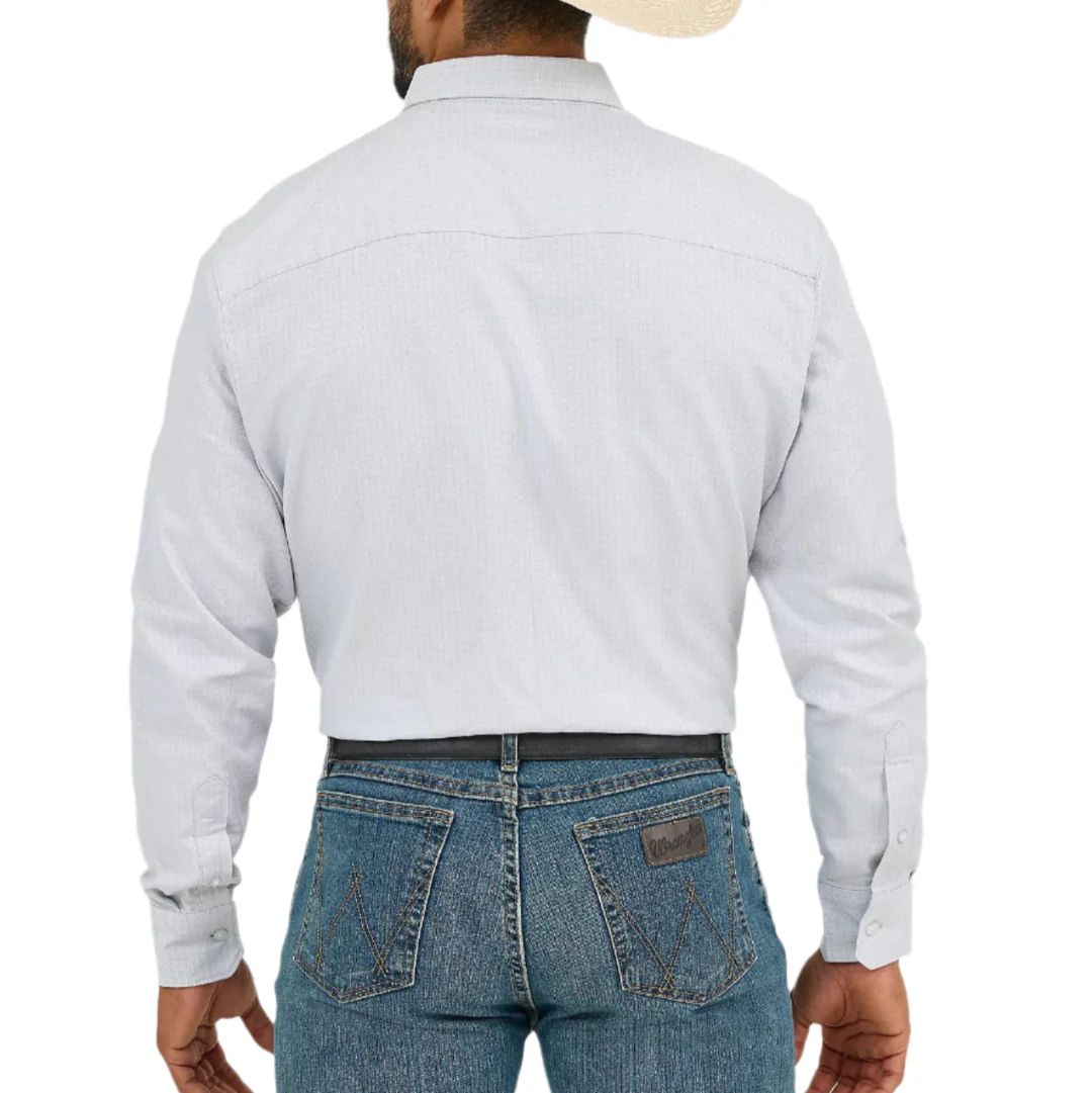 Wrangler Men's Cody Johnson Micro Check Long Sleeve Button Down Shirt