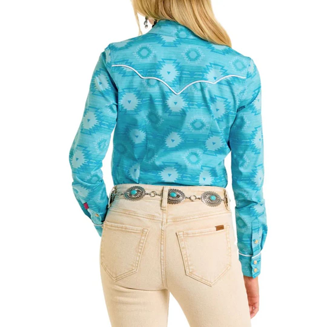 Rock & Roll Denim Women's Tonal Aztec Long Sleeve Shirt