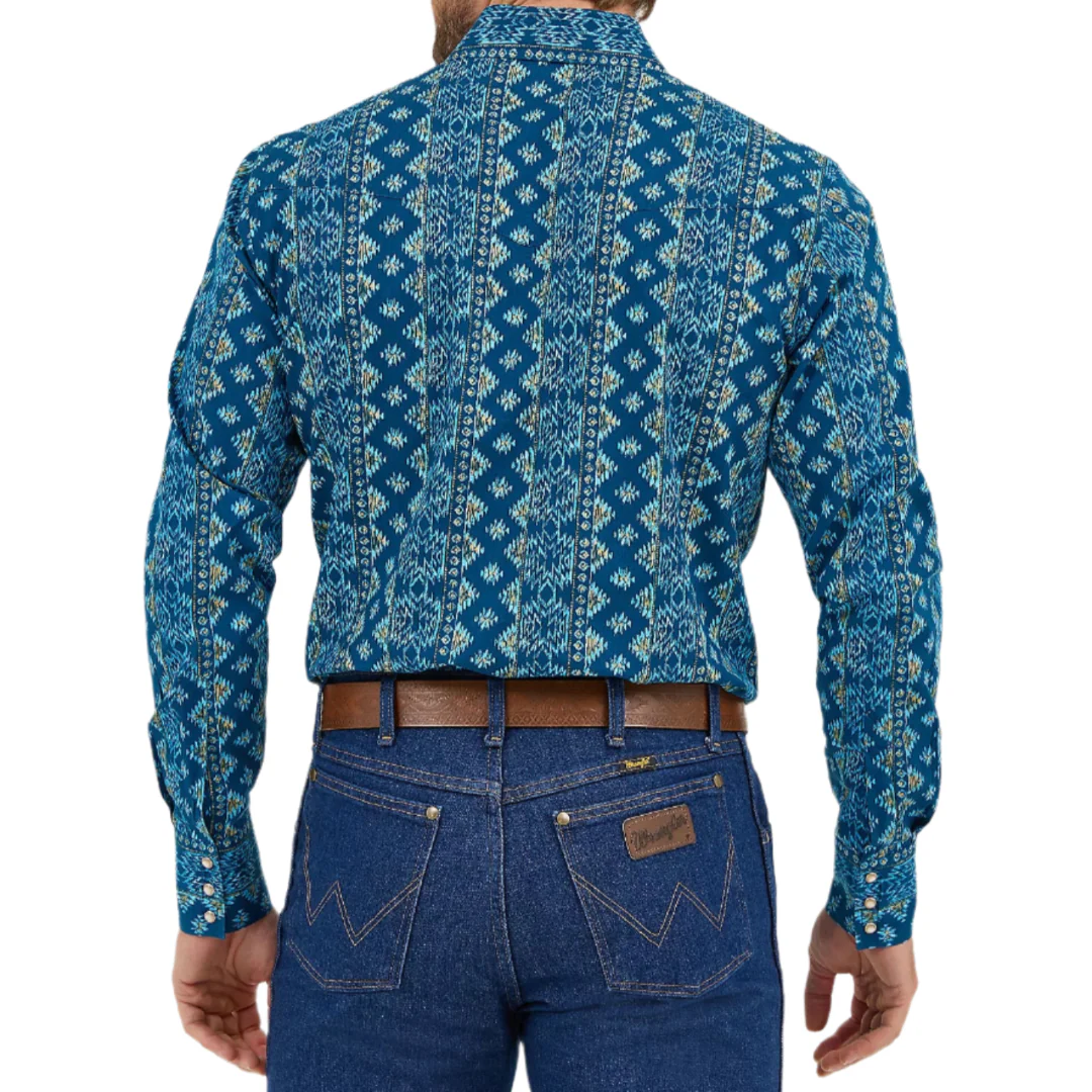 Wrangler Men's Checotah Long Sleeve Western Snap Printed Shirt