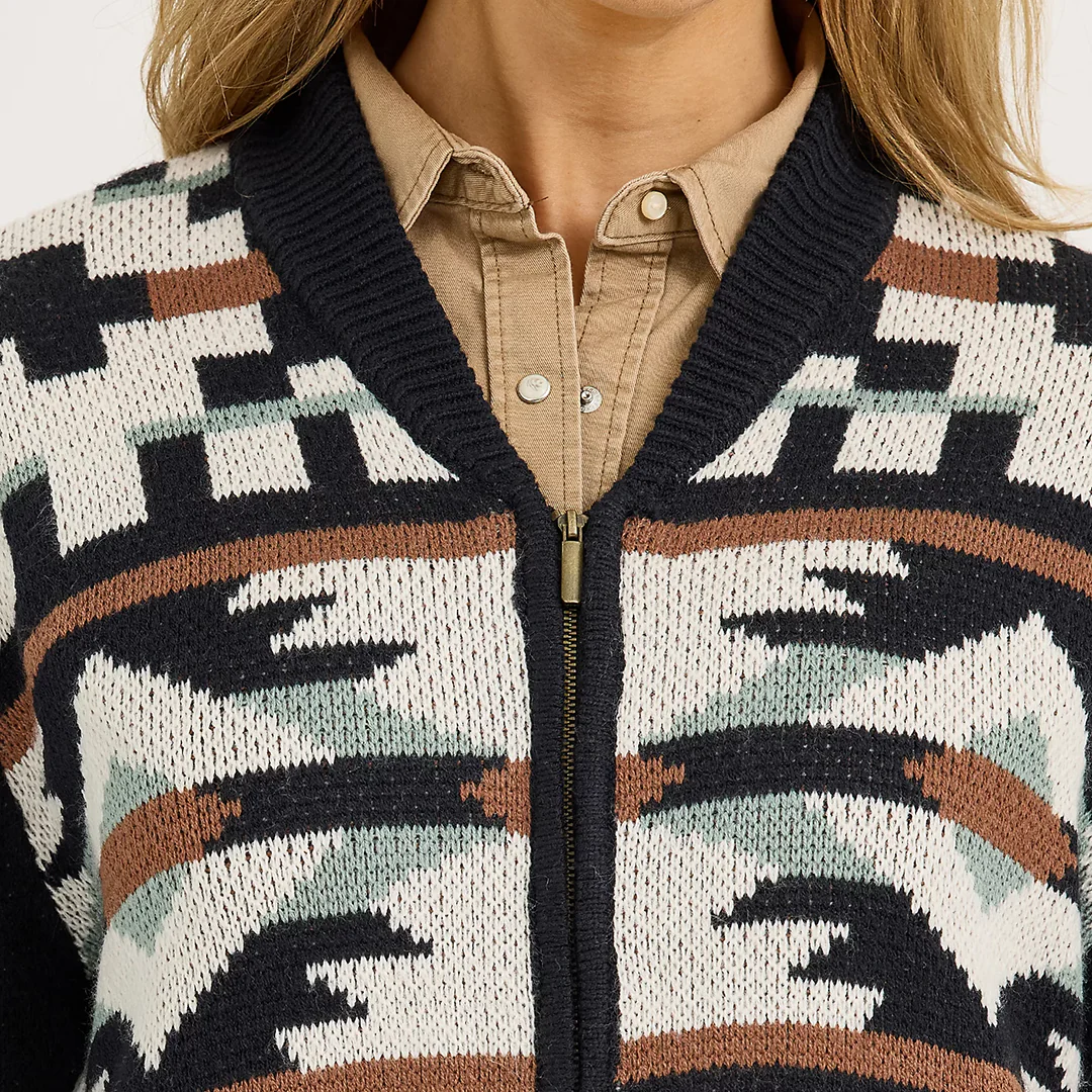 Wrangler Women's Southwestern Full Zip Cardigan Sweater