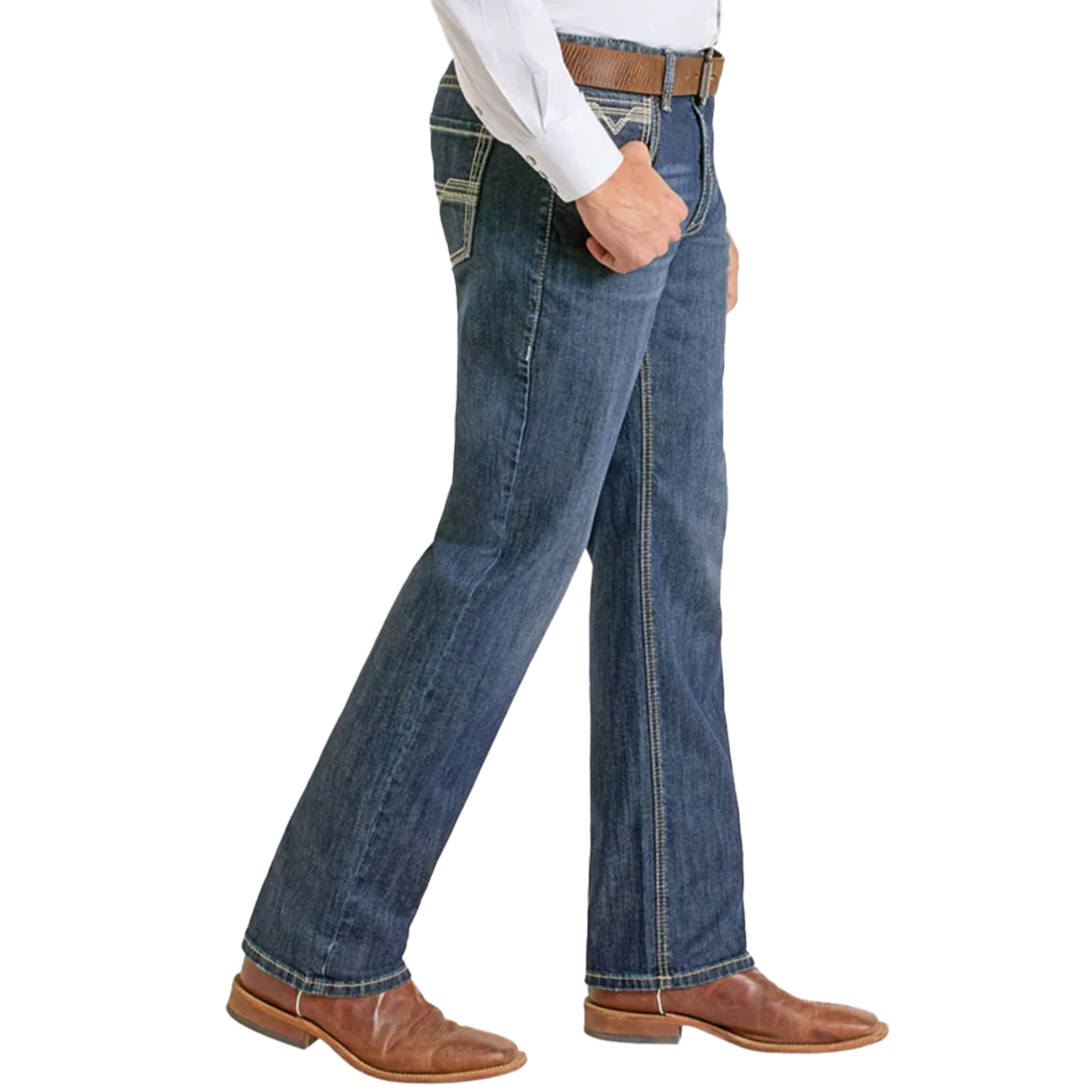 Rock & Roll Denim Men's Relaxed Fit Two Tone Stackable Bootcut Jeans