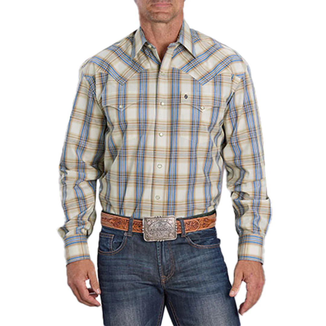 Stetson Men's Plaid Long Sleeve Snap Shirt