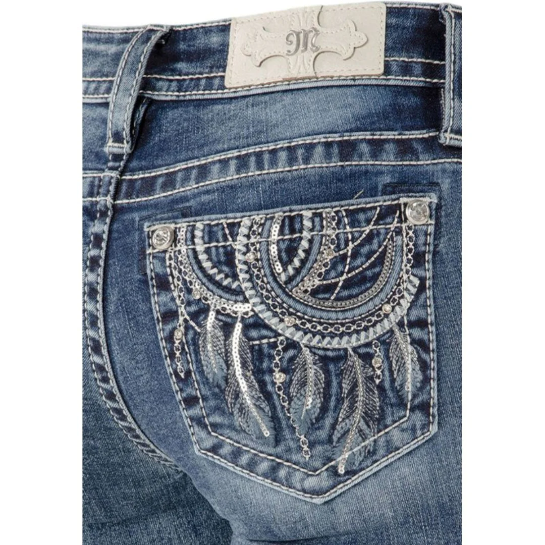 Miss Me Women's Mandala Feathers Bootcut Jeans