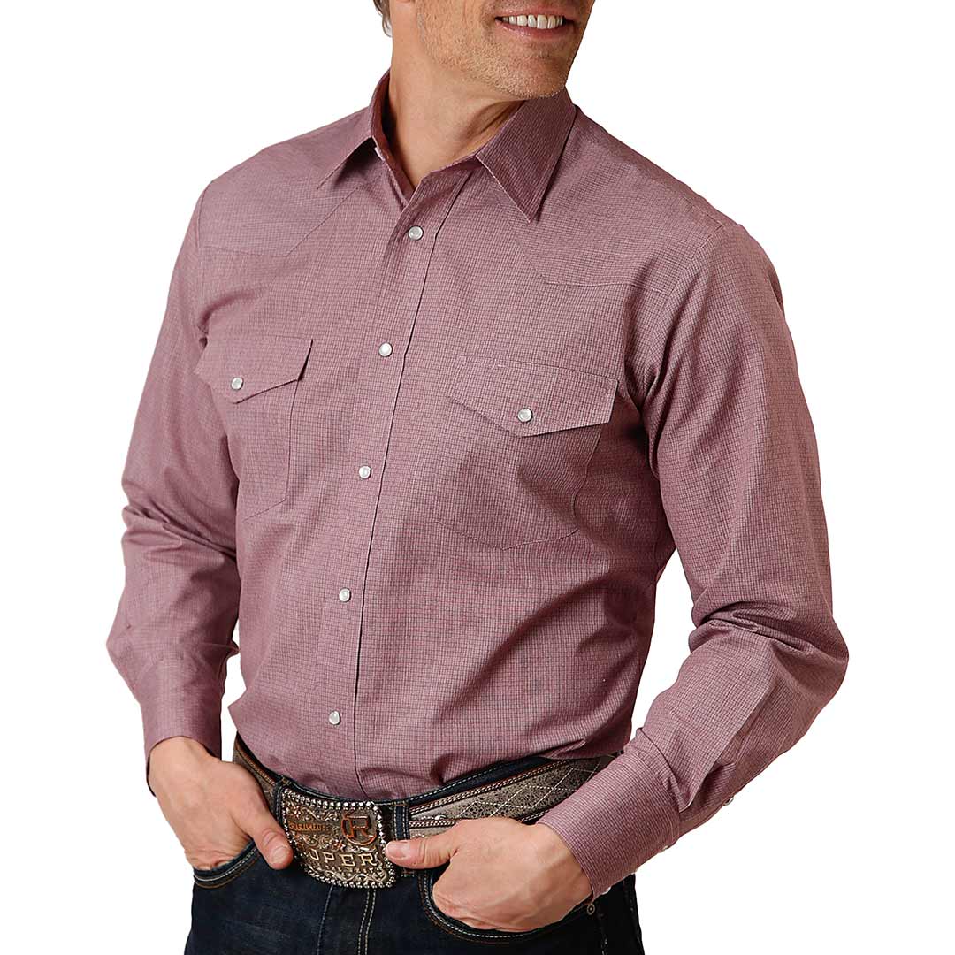 Roper Men's Micro Check Print Snap Shirt