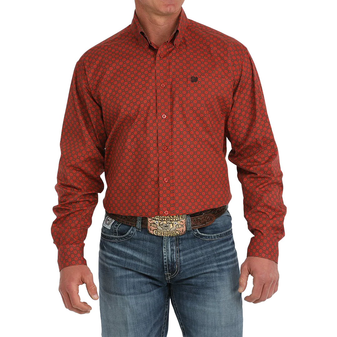 Cinch Men's Diamond Print Long Sleeve Button Shirt