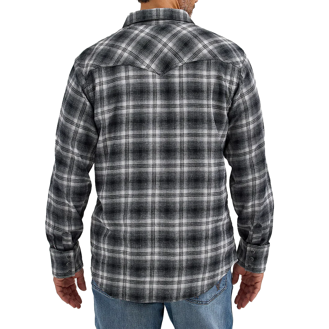 Wrangler Men's Retro Flannel Western Plaid Long Sleeve Snap Shirt